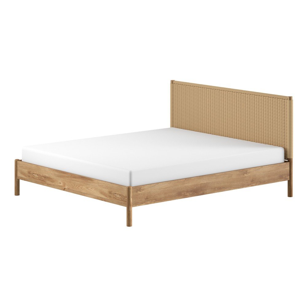 Natúr színű tölgyfa franciaágy ágyrács nélkül 180x200 cm Olive Rope – Vipack