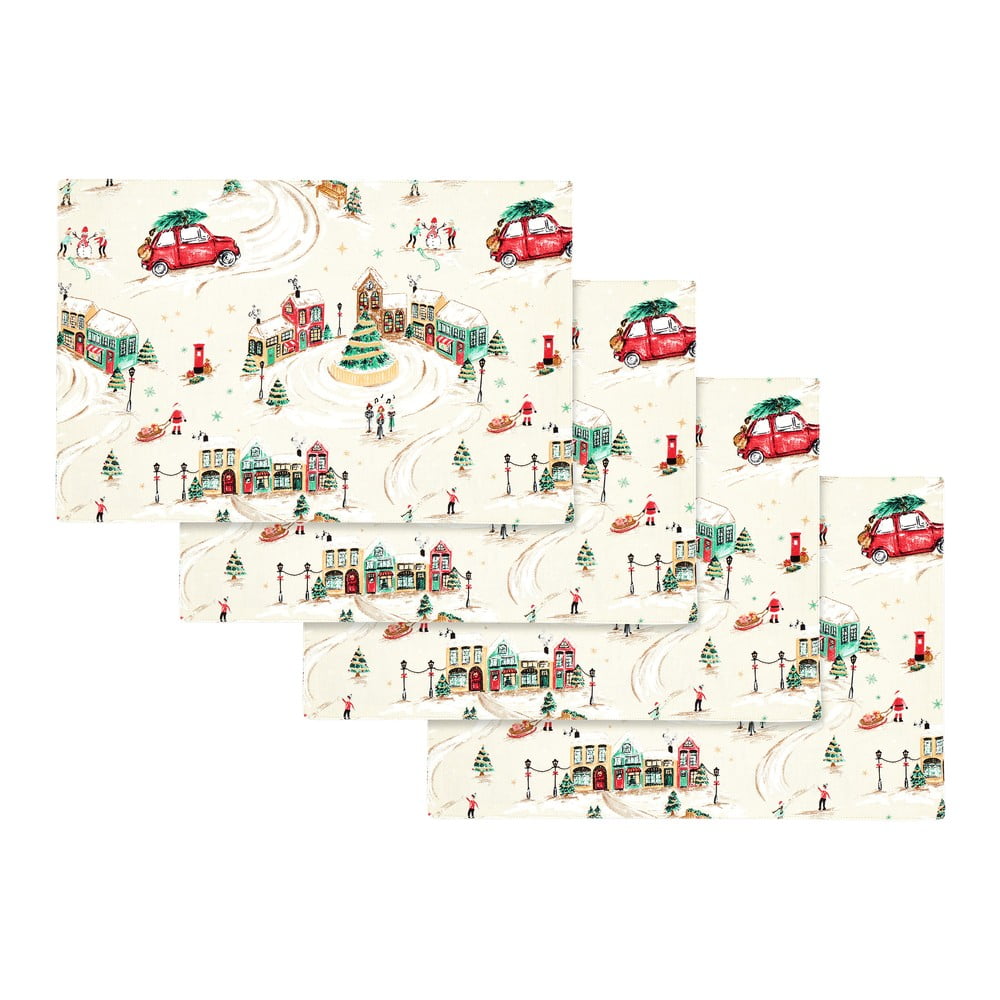 Pamut tányéralátét szett 4 db-os 30x46 cm Christmas Town – Catherine Lansfield