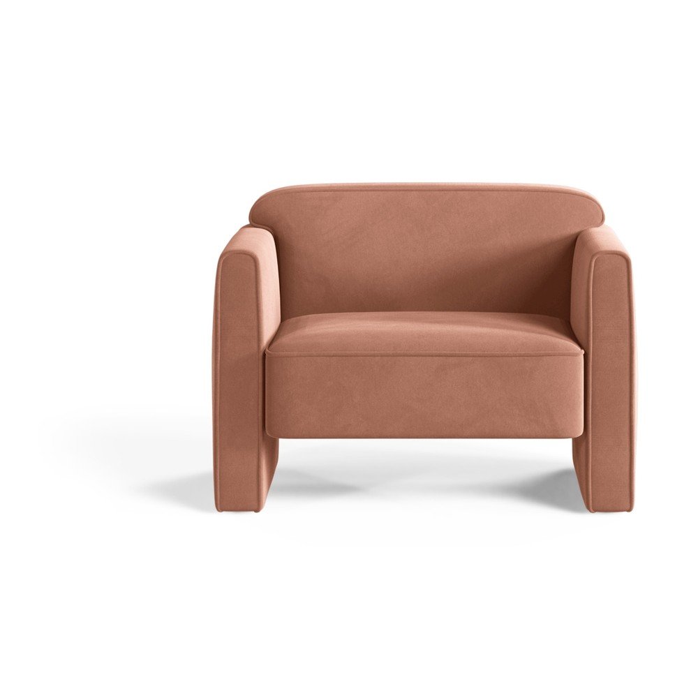 Rózsaszín bársony fotel Abby – Micadoni