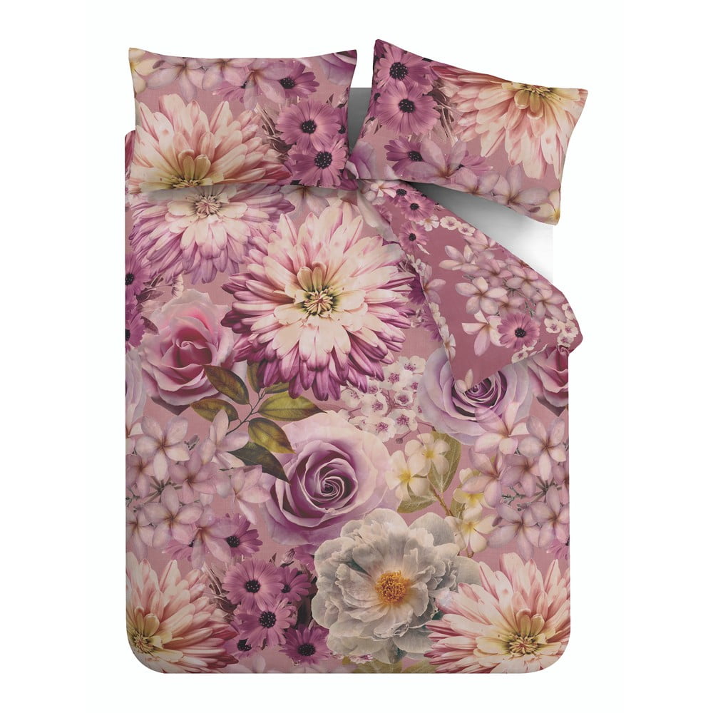 Rózsaszín egyszemélyes ágyneműhuzat 135x200 cm Rosemoor Floral – RHS