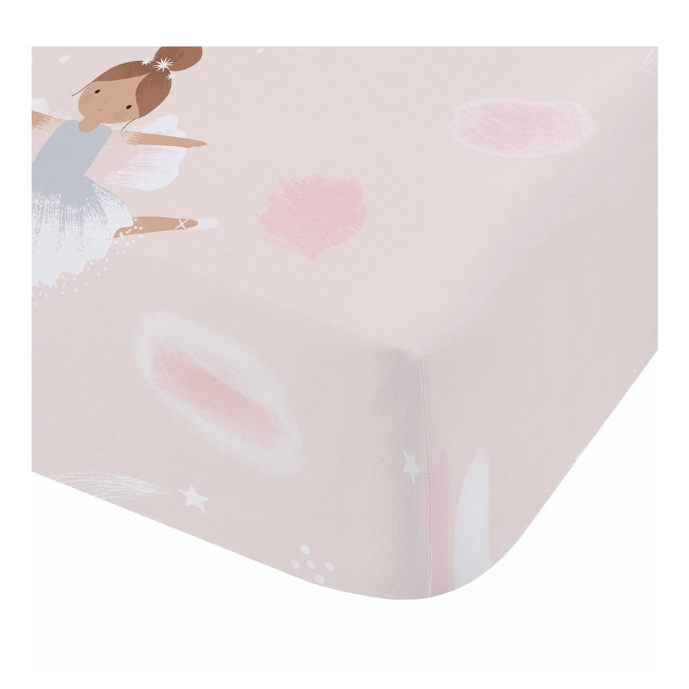 Rózsaszín gumis kétszemélyes gyerek lepedő 135x190 cm Dancing Fairies – Catherine Lansfield
