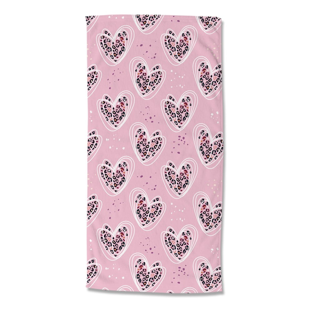 Rózsaszín gyerek bársony strandtörölköző 75x150 cm Femke – Good Morning