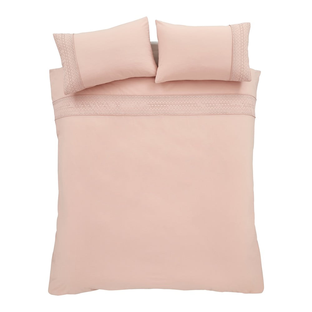 Rózsaszín kétszemélyes ágyneműhuzat 200x200 cm Broderie Anglaise – Catherine Lansfield