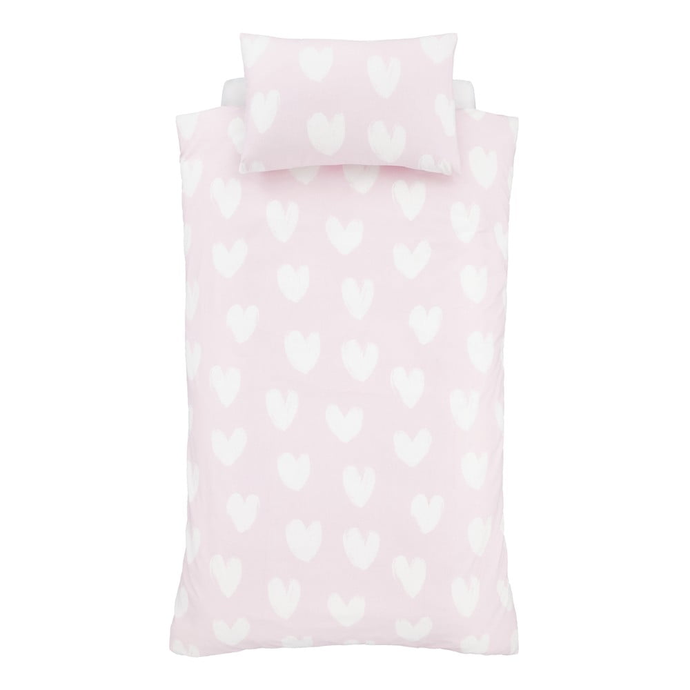 Rózsaszín kétszemélyes flanel gyerek ágyneműhuzat 200x200 cm Hearts – Catherine Lansfield