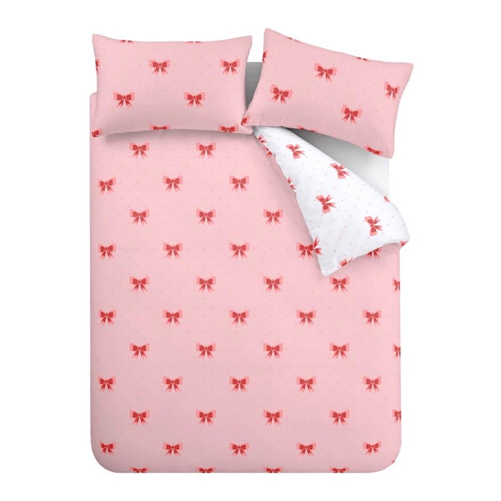 Rózsaszín kétszemélyes-hosszabbított ágyneműhuzat 230x220 cm Dotty Bows – Sassy B
