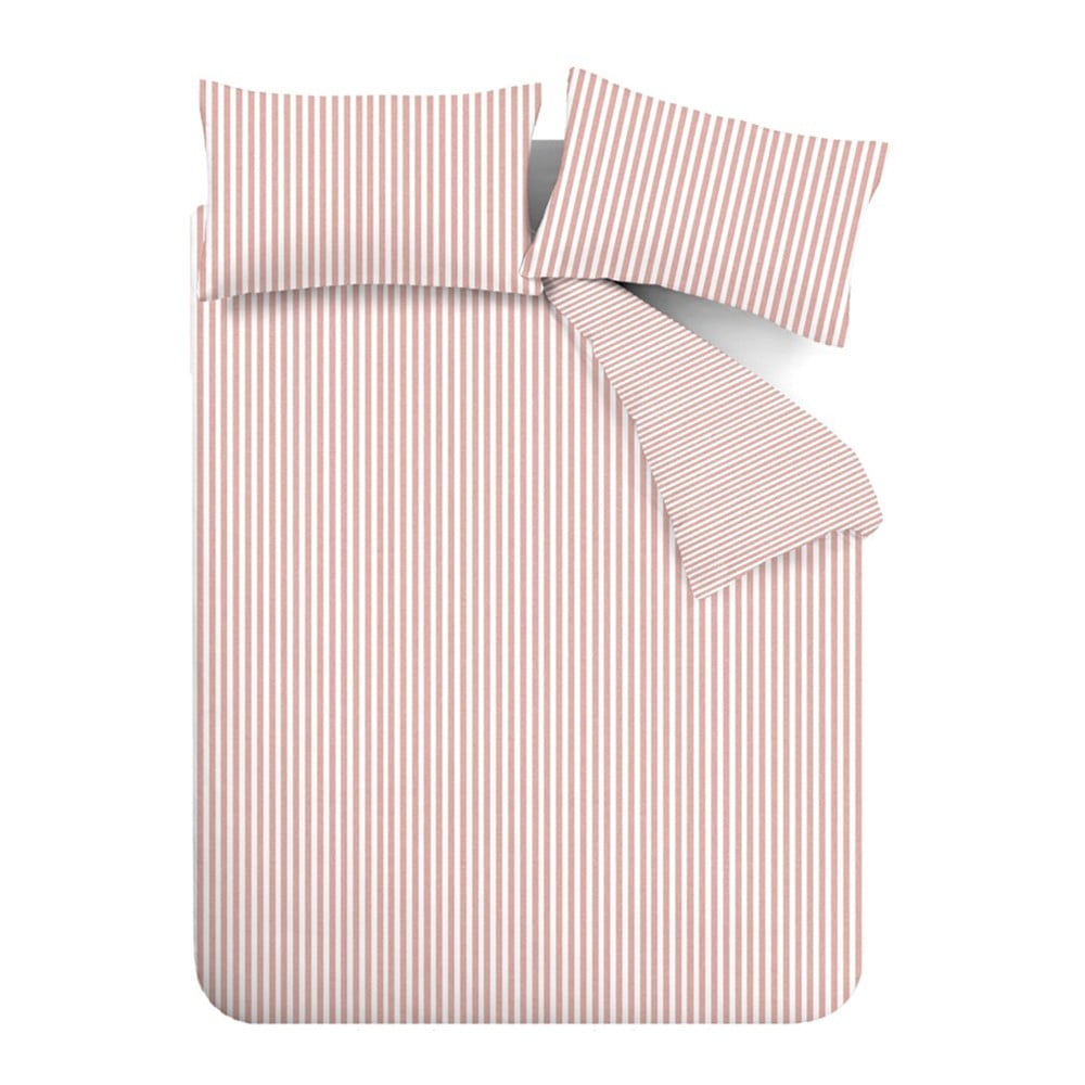 Rózsaszín kétszemélyes-hosszabbított flanel ágyneműhuzat 230x220 cm Stripe – Catherine Lansfield