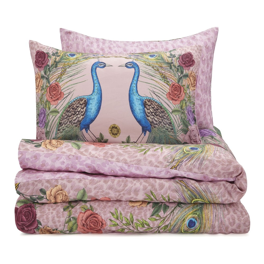 Rózsaszín kétszemélyes-hosszabbított pamut-szatén ágyneműhuzat 230x220 cm Xanadu Peacock – Matthew Williamson
