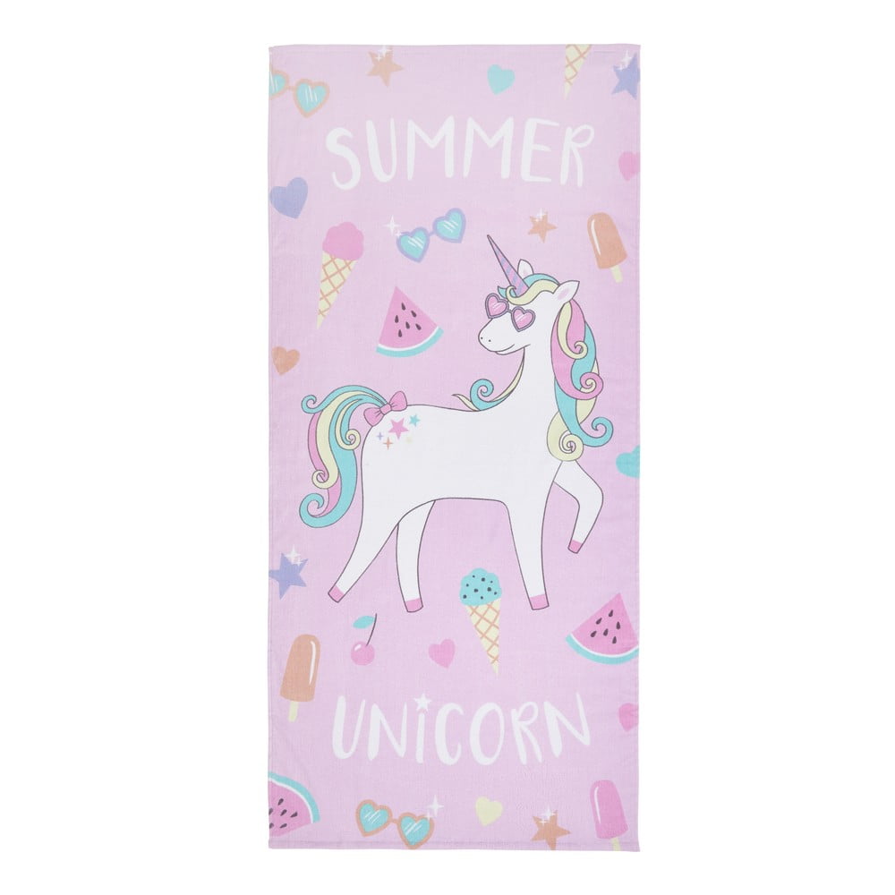 Rózsaszín-lila pamut strandtörölköző 76x160 cm Summer Unicorn – Catherine Lansfield