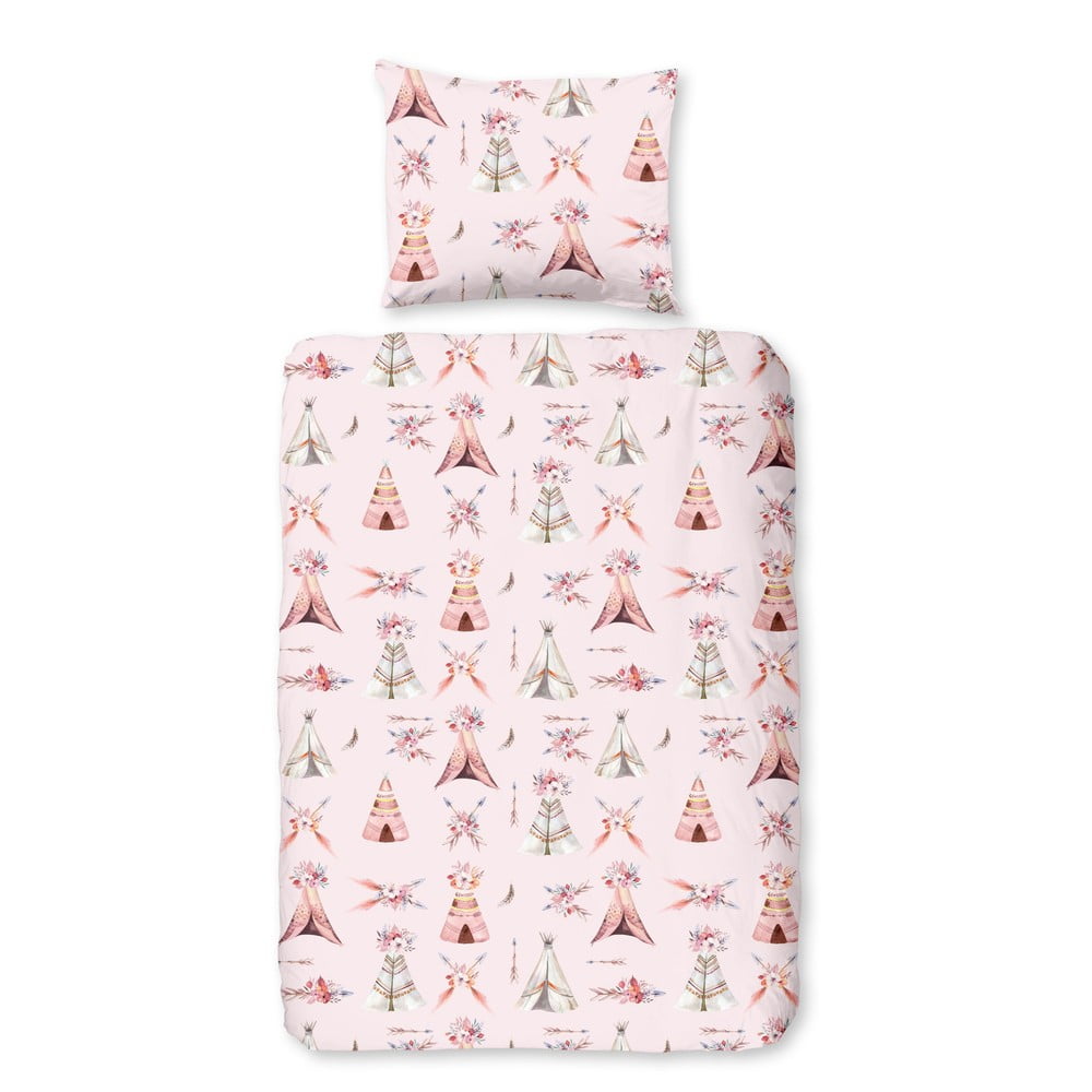 Rózsaszín pamut gyerek ágyneműhuzat babaágyhoz 100x135 cm Boho – Good Morning