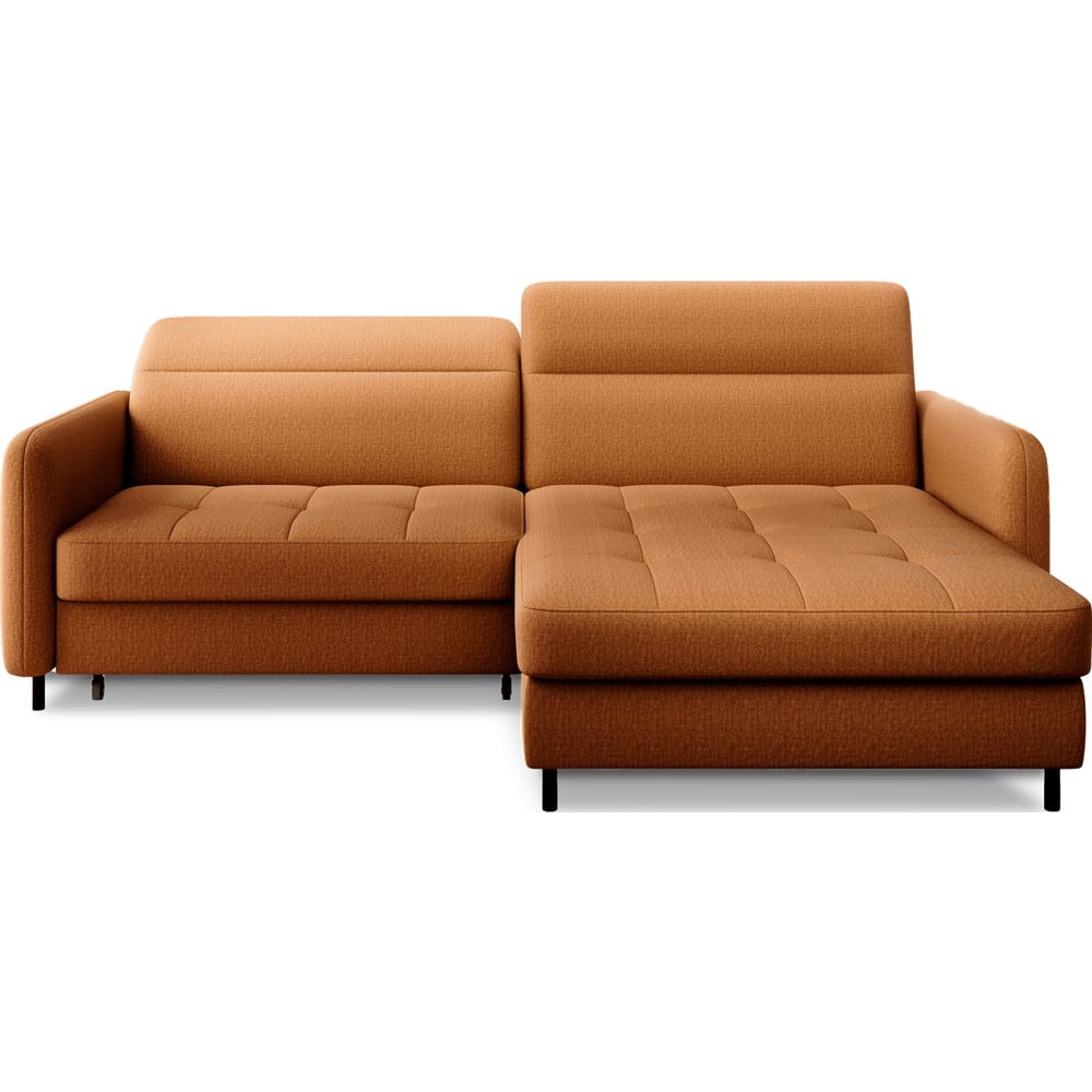 Sárga bársony kinyitható-tárolóhelyes sarokkanapé (jobb oldali-heverő résszel) Gomsi – ELTAP