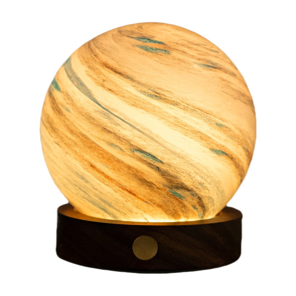 Sötét natúr színű LED asztali lámpa üveg búrával (magasság 9 cm) Polar Cloud – Gingko