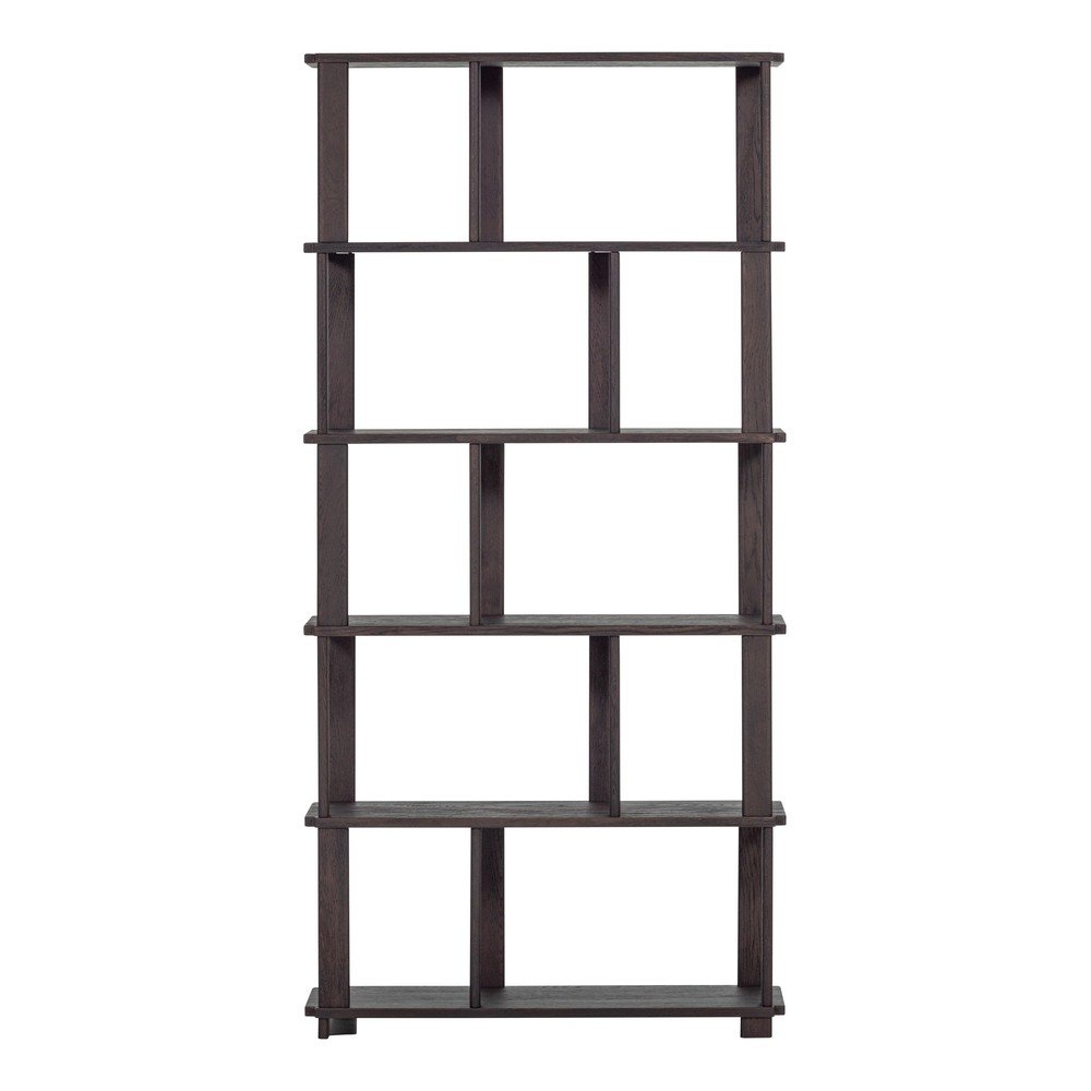 Sötétbarna tölgyfa könyvespolc 90x186x30 cm Riss – WOOOD