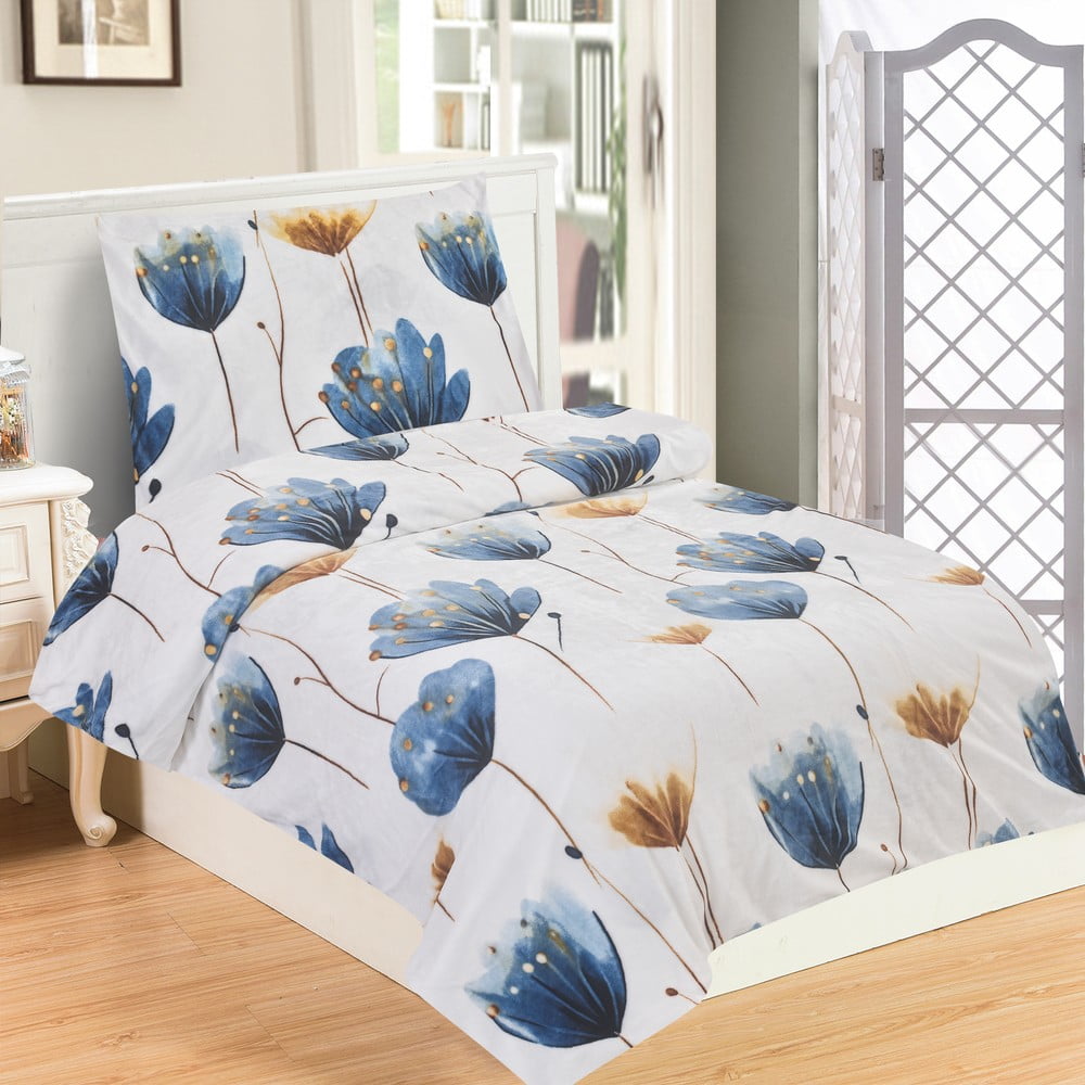 Sötétkék egyszemélyes mikroplüss ágyneműhuzat 140x200 cm Marbella – My House