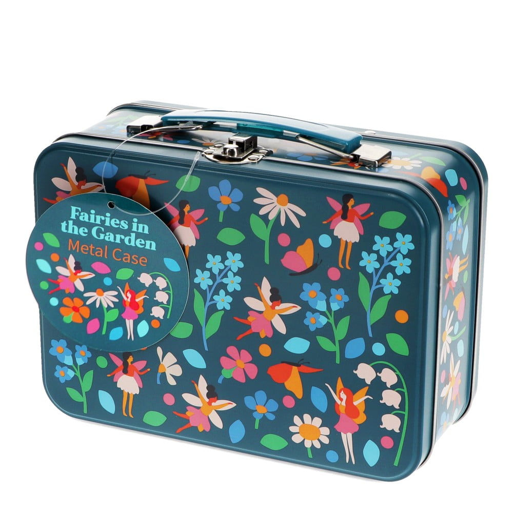 Sötétkék fém játék bőrönd 19x8x17 cm Fairies in the Garden – Rex London