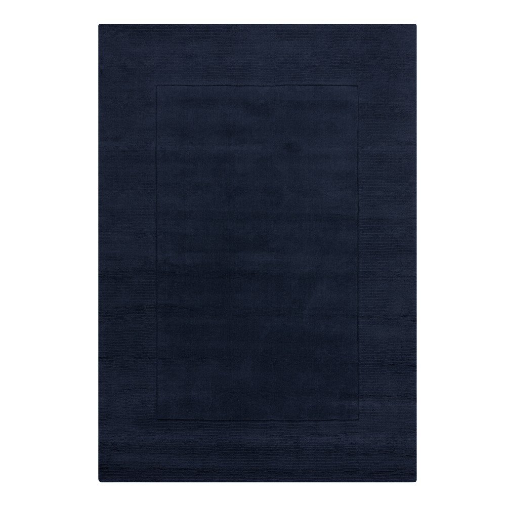 Sötétkék kézi szövésű gyapjú szőnyeg 160x230 cm Textured Wool Border – Flair Rugs