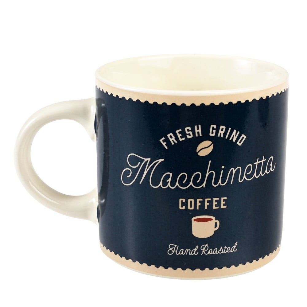 Sötétkék-krémszínű kerámia bögre 350 ml Macchinetta – Rex London