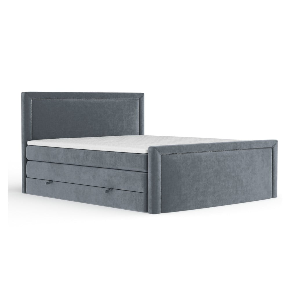 Sötétszürke ágyneműtartós boxspring ágy 180x200 cm Lavenda – Maison de Rêve