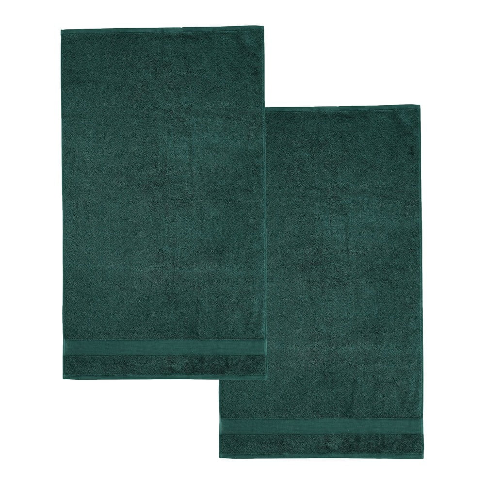 Sötétzöld frottír pamut fürdőlepedő szett 2 db-os 90x140 cm Anti-Bacterial – Catherine Lansfield