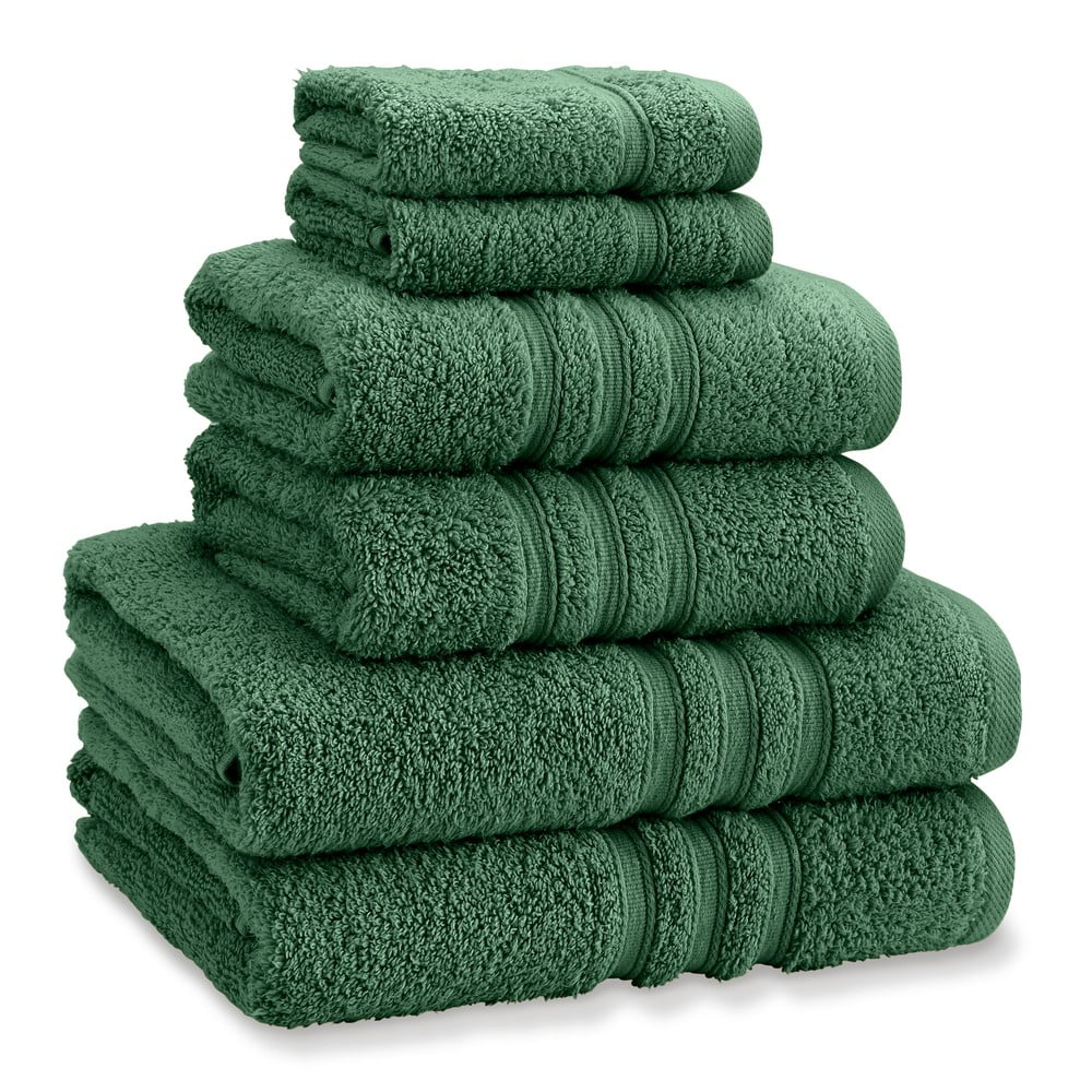 Sötétzöld frottír pamut törölköző és fürdőlepedő készlet 6 db-os Zero Twist – Catherine Lansfield