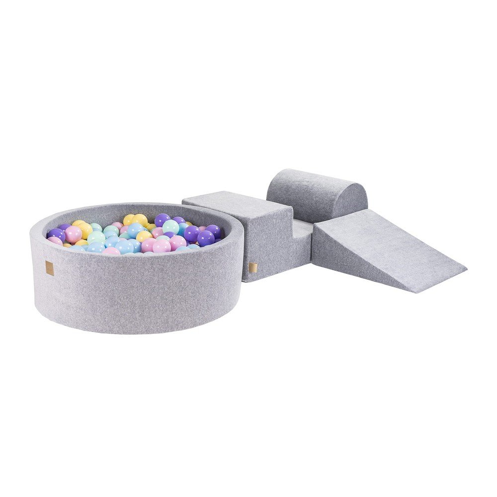 Szürke bársony habszivacs játszótér 225x90x30 cm Montessori – Meowbaby