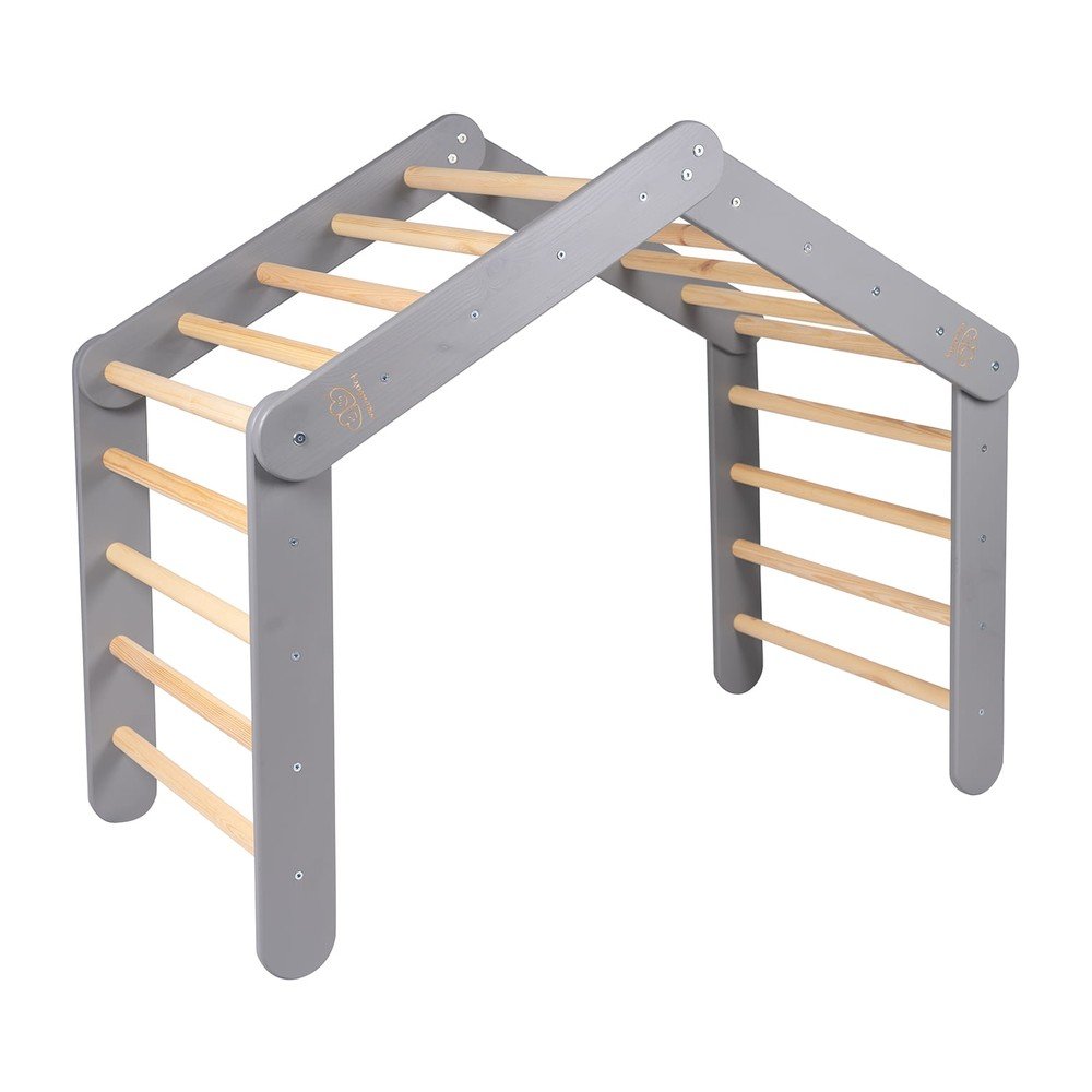 Szürke borovi fenyő pikler háromszög 61x112x94 cm Montessori – Meowbaby