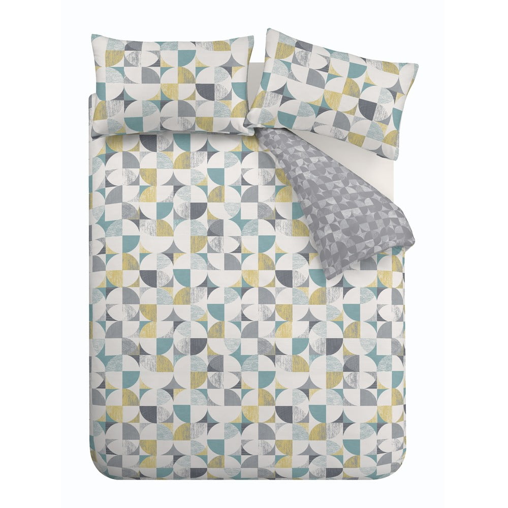 Szürke egyszemélyes ágyneműhuzat 135x200 cm Retro Circles – Catherine Lansfield