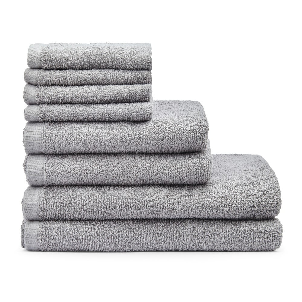 Szürke gyorsan száradó frottír pamut törölköző és fürdőlepedő készlet 8 db-os Quick Dry – Catherine Lansfield