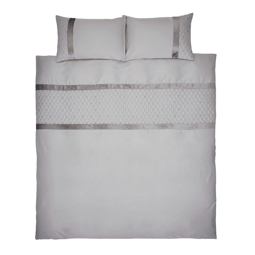 Szürke kétszemélyes-hosszabbított mikroszatén ágyneműhuzat 230x220 cm Sequin Cluster – Catherine Lansfield