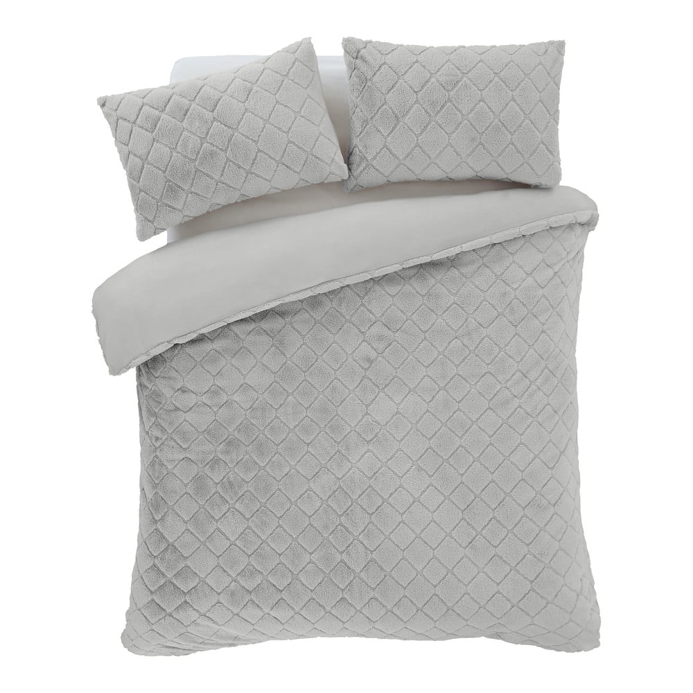 Szürke kétszemélyes mikroplüss ágyneműhuzat 200x200 cm Cosy Diamond – Catherine Lansfield