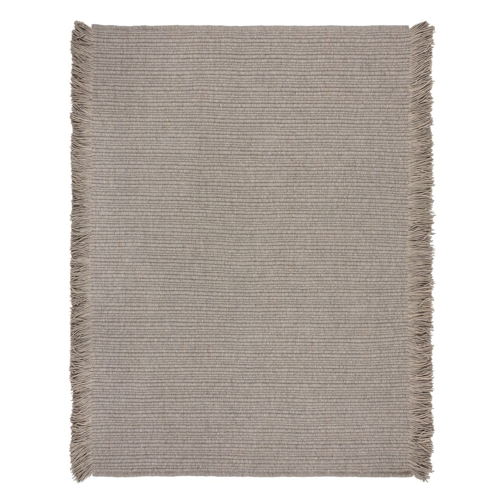 Szürke kézi szövésű gyapjúkeverék szőnyeg 200x290 cm Rene Fringed Ribbed – Flair Rugs