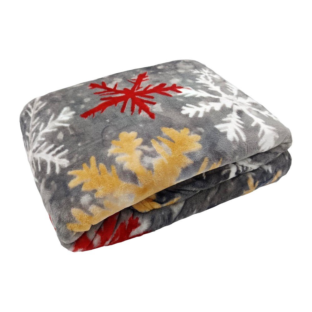 Szürke mikroplüss takaró karácsonyi mintával 150x200 cm Polar Flakes – My House