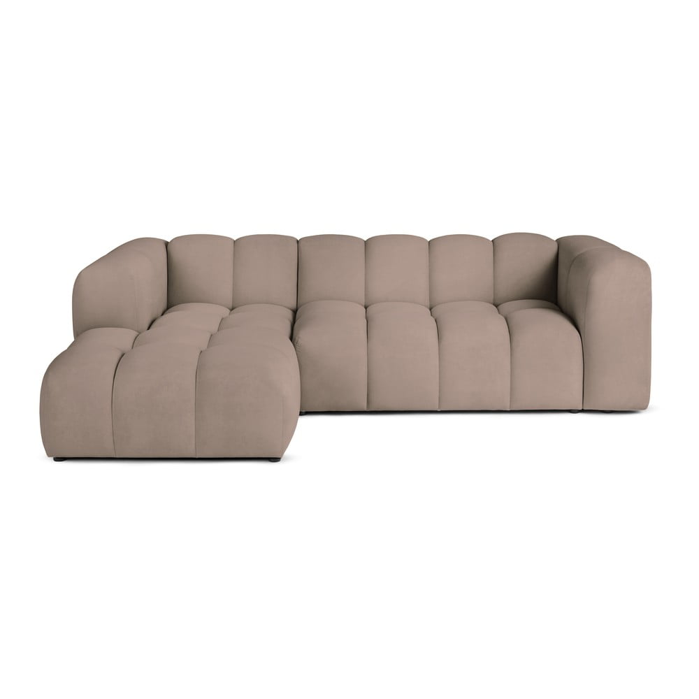 Szürkésbarna bársony sarokkanapé (bal oldali-heverő résszel) Cube – Bonami Selection