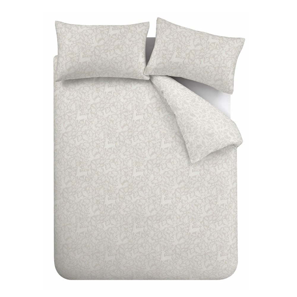 Szürkésbézs egyszemélyes pamut ágyneműhuzat 135x200 cm Woodland – Bianca