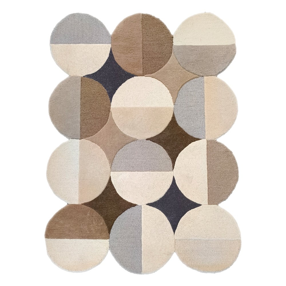 Szürkésbézs kézi szövésű gyapjú szőnyeg 120x170 cm Mia Ellipse – Flair Rugs