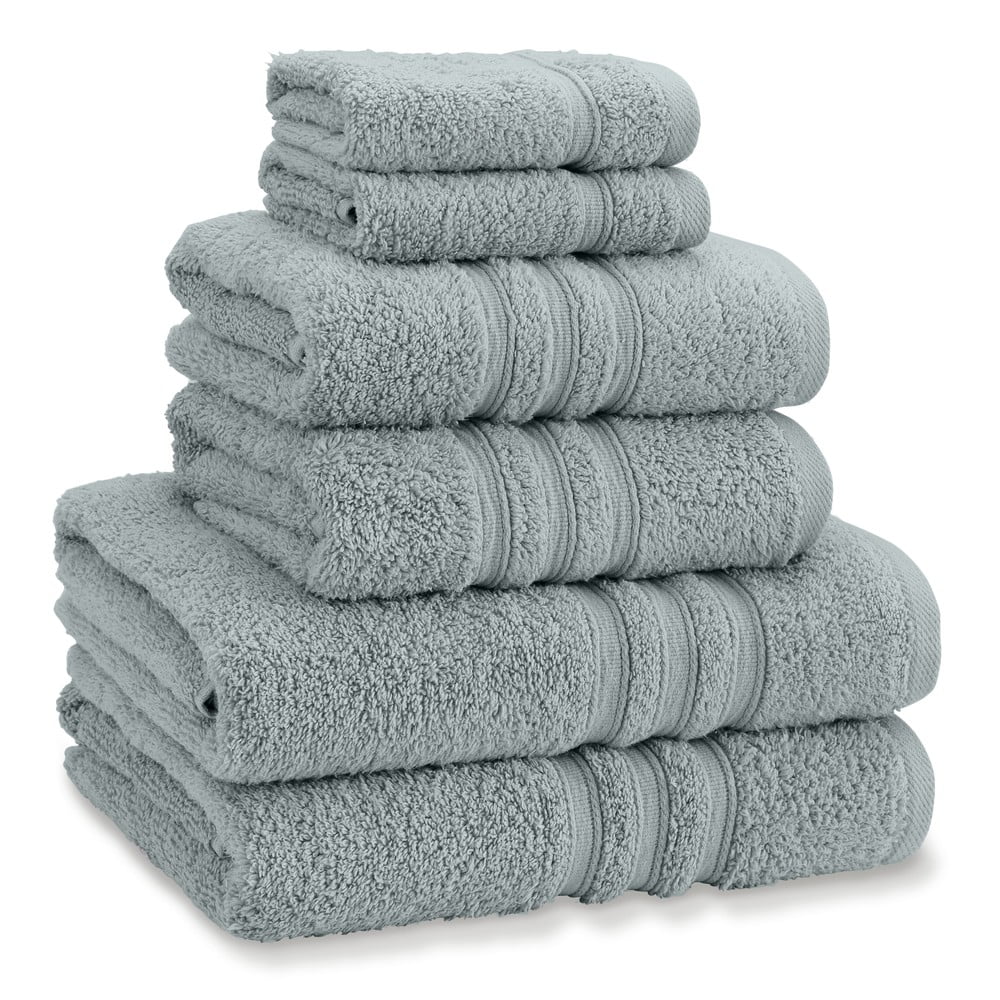 Szürkészöld frottír pamut törölköző és fürdőlepedő készlet 6 db-os Zero Twist – Catherine Lansfield