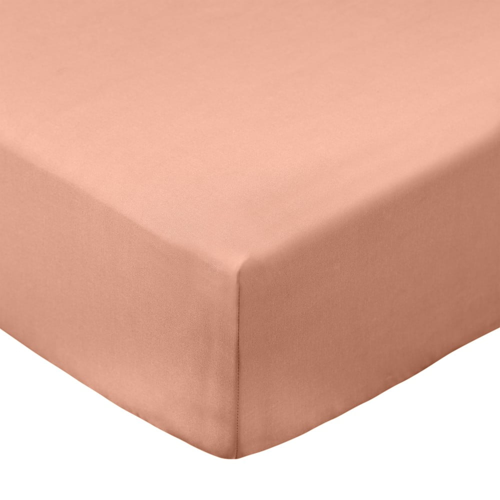 Terrakotta színű gumis pamut-perkál lepedő 135x190 cm Cotton Percale – Bianca