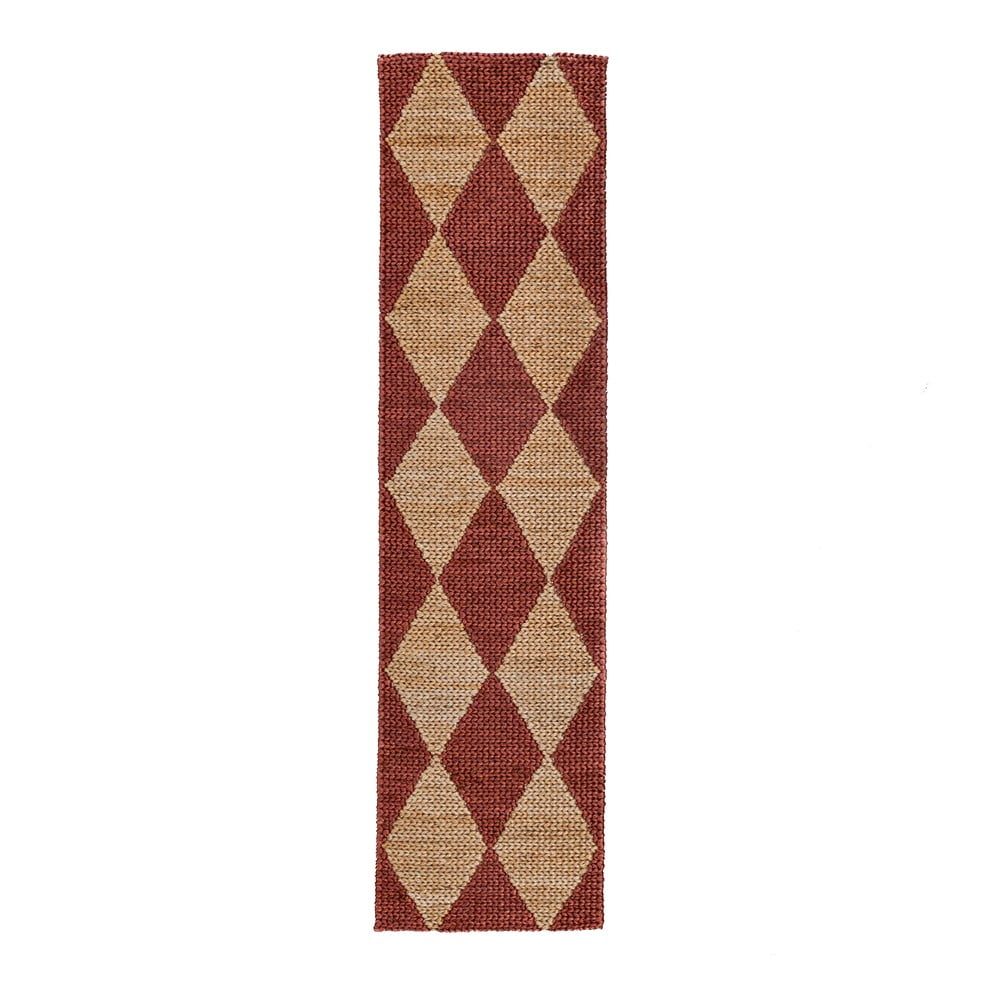Terrakotta színű kézi szövésű jutakeverék futószőnyeg 80x230 cm Effie Diamond – Flair Rugs