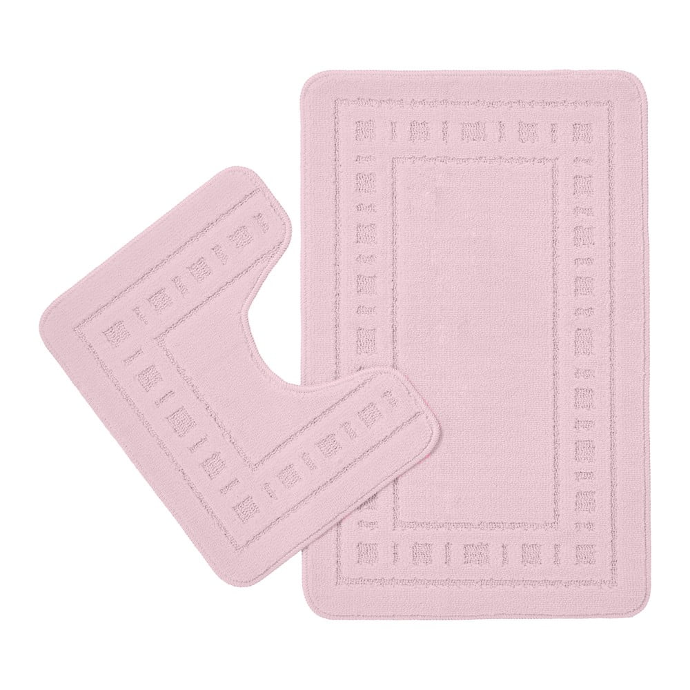 Világos rózsaszín fürdőszobai kilépő szett WC-hez