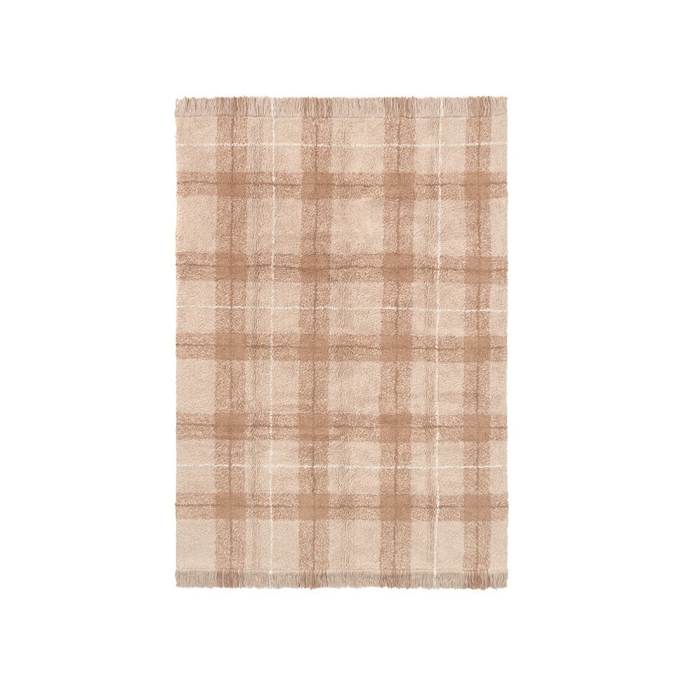 Világos rózsaszín mosható-kézi szövésű pamut szőnyeg 140x190 cm Tartan Rose – Lorena Canals