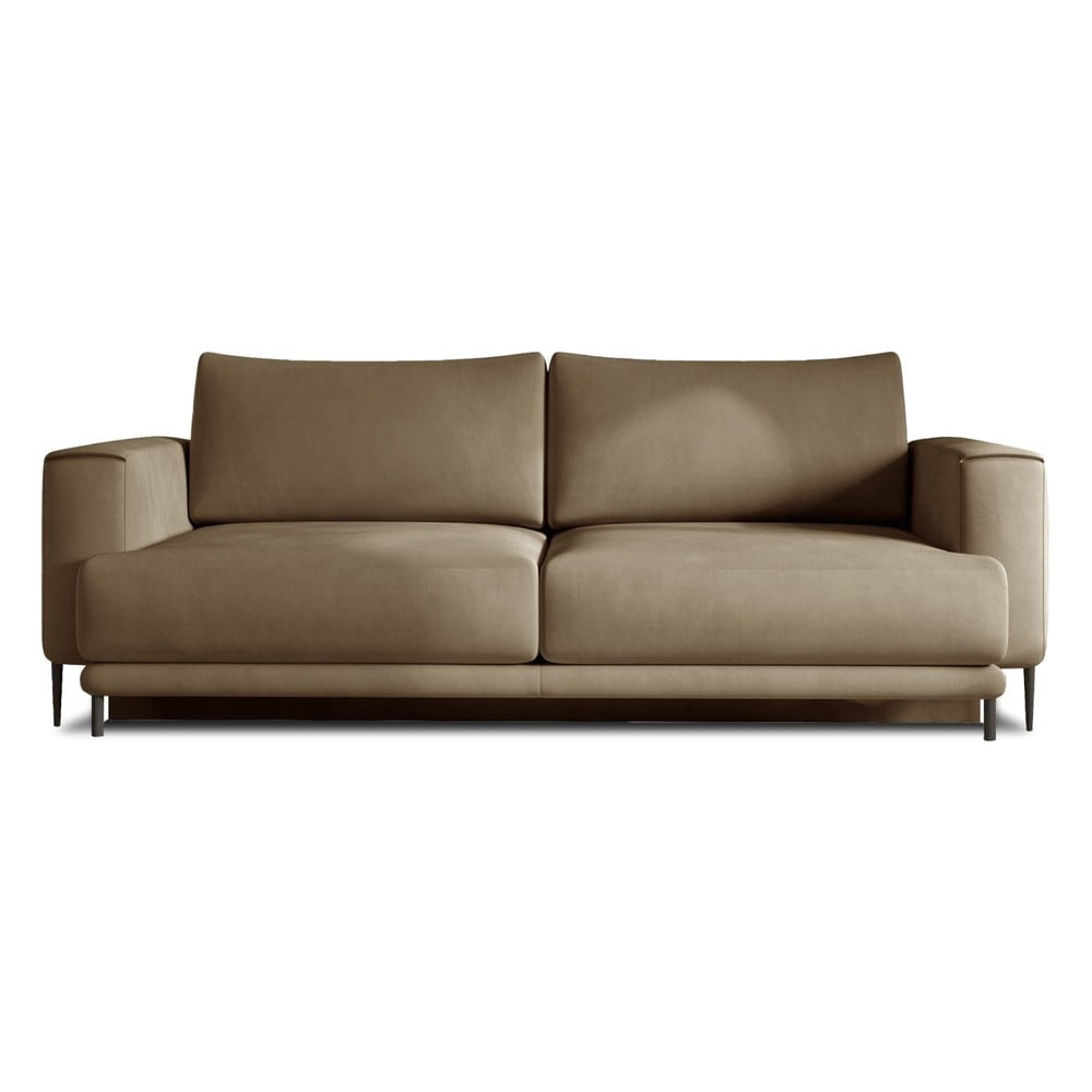 Világosbarna bársony kinyitható-tárolóhelyes kanapé 260 cm Dalia – ELTAP