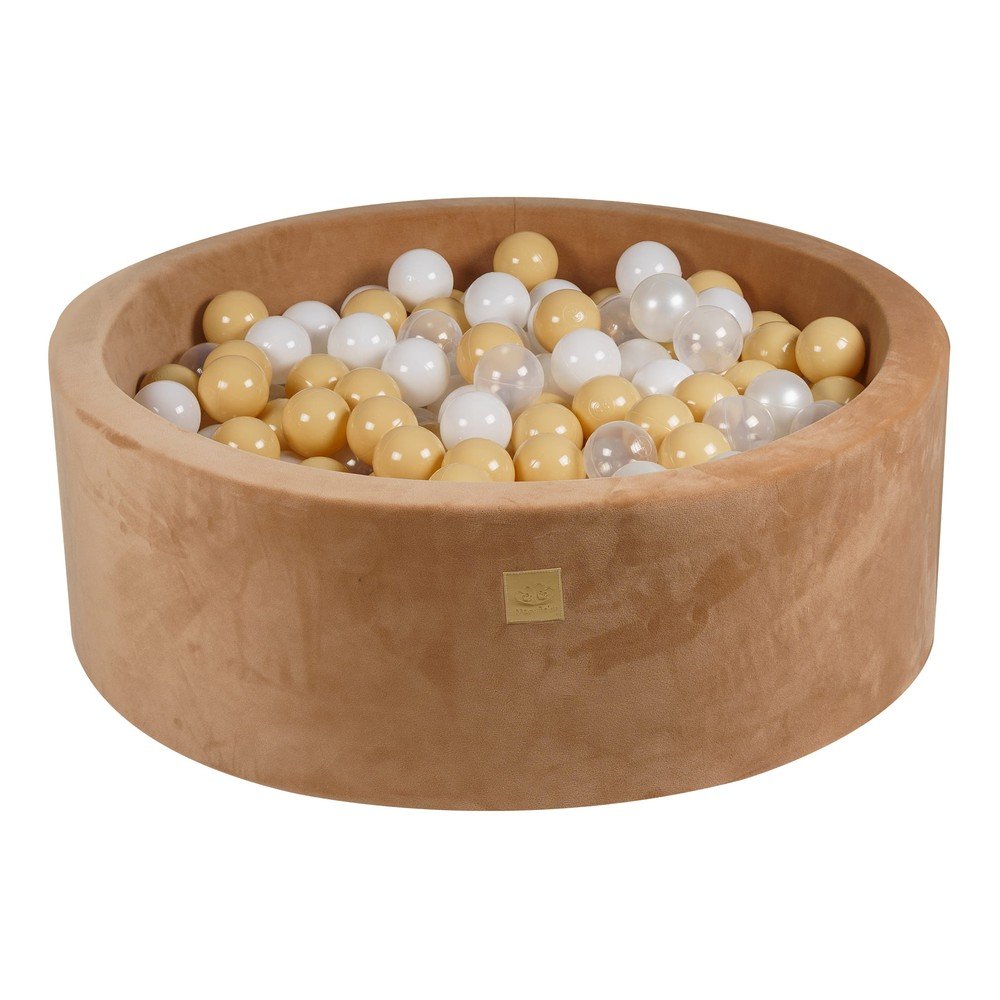 Világosbarna bársony labdamedence ø 90x30 cm Montessori – Meowbaby