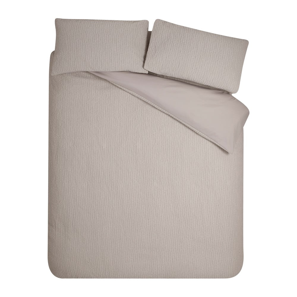 Világosbarna egyszemélyes krepp ágyneműhuzat 135x200 cm Crinkle Seersucker – Catherine Lansfield