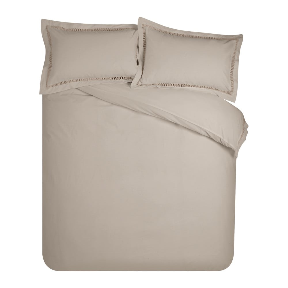 Világosbarna kétszemélyes ágyneműhuzat 200x200 cm Classic Lattice Lace – Catherine Lansfield