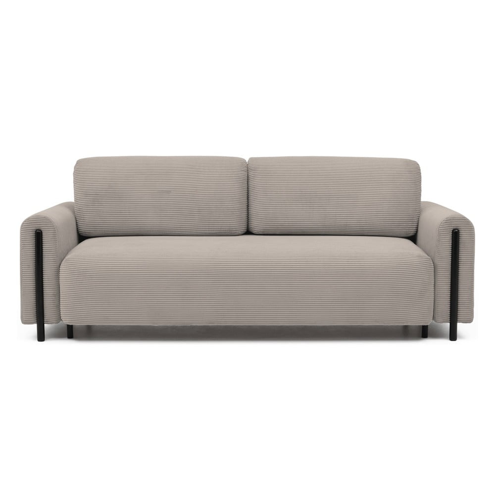 Világosbarna kordbársony kinyitható-tárolóhelyes kanapé 244 cm Arcadova – ELTAP