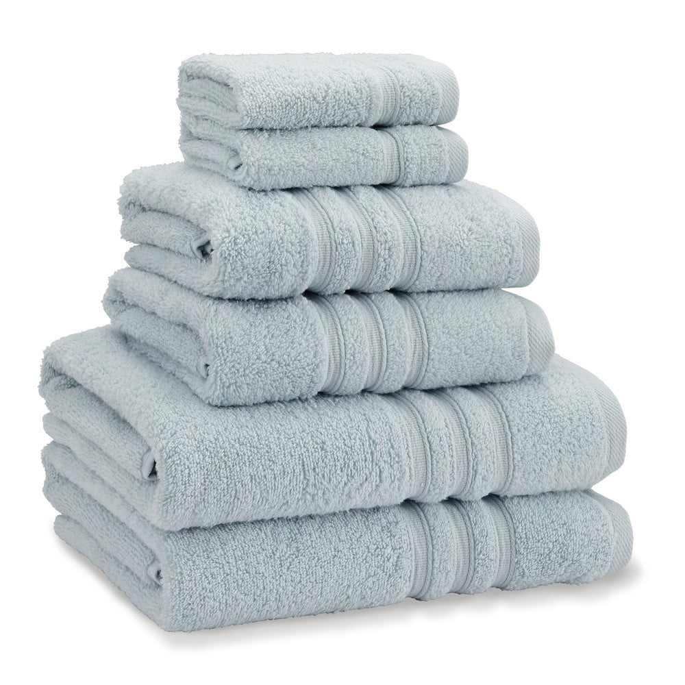 Világoskék frottír pamut törölköző és fürdőlepedő készlet 6 db-os Zero Twist – Catherine Lansfield