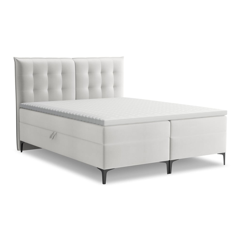 Világosszürke ágyneműtartós boxspring ágy 140x200 cm Mikana – Makamii