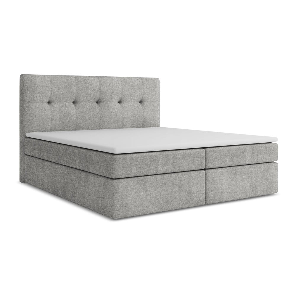 Világosszürke ágyneműtartós boxspring ágy 180x200 cm Palta – Makamii