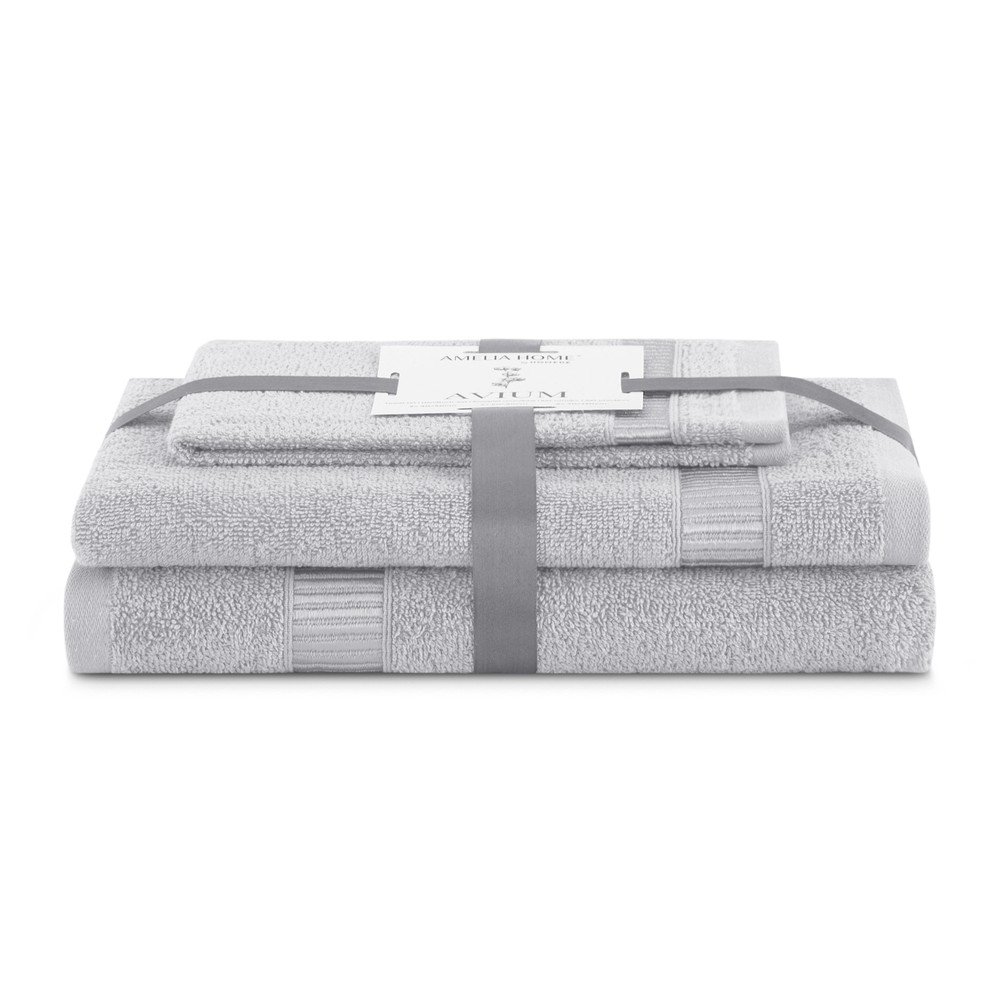 Világosszürke frottír pamut törölköző és fürdőlepedő készlet 3 db-os Avium – Restilo