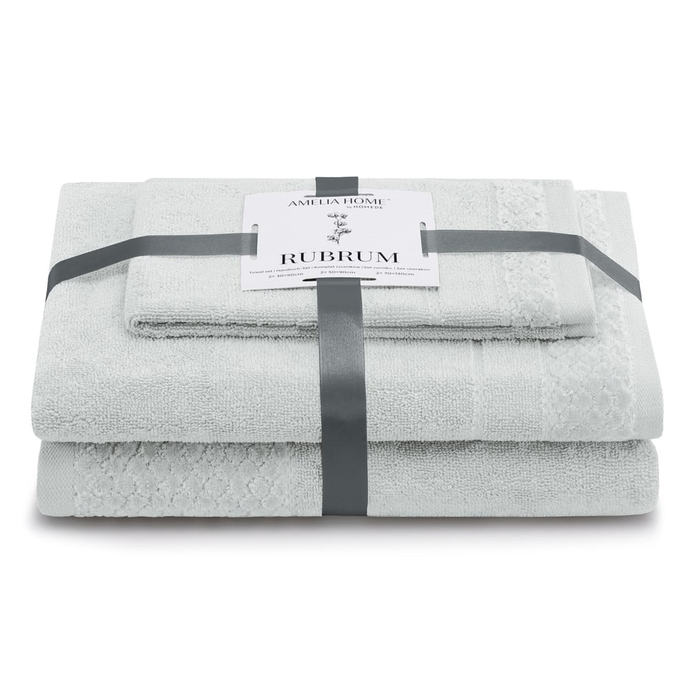 Világosszürke frottír pamut törölköző és fürdőlepedő készlet 3 db-os Rubrum – Restilo