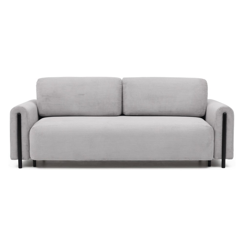 Világosszürke kordbársony kinyitható-tárolóhelyes kanapé 244 cm Arcadova – ELTAP